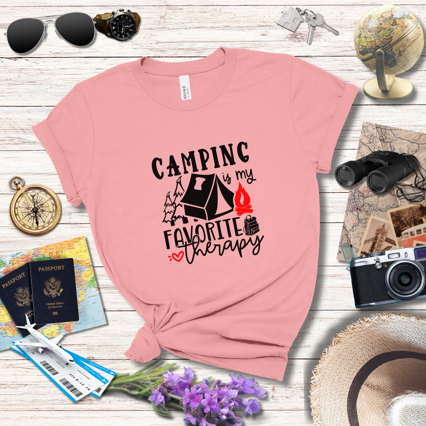 CAMPING IS MY FAVORITE THERAPY - T-Shirt