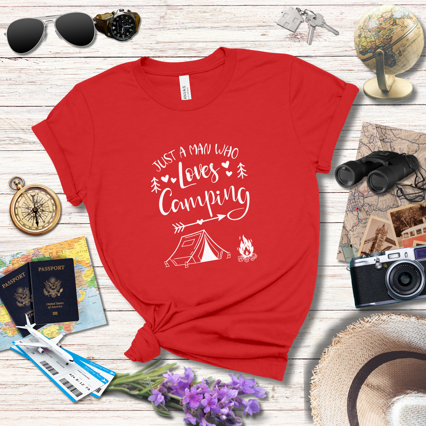 JUST A MAN WHO LOVES CAMPING - T-Shirt