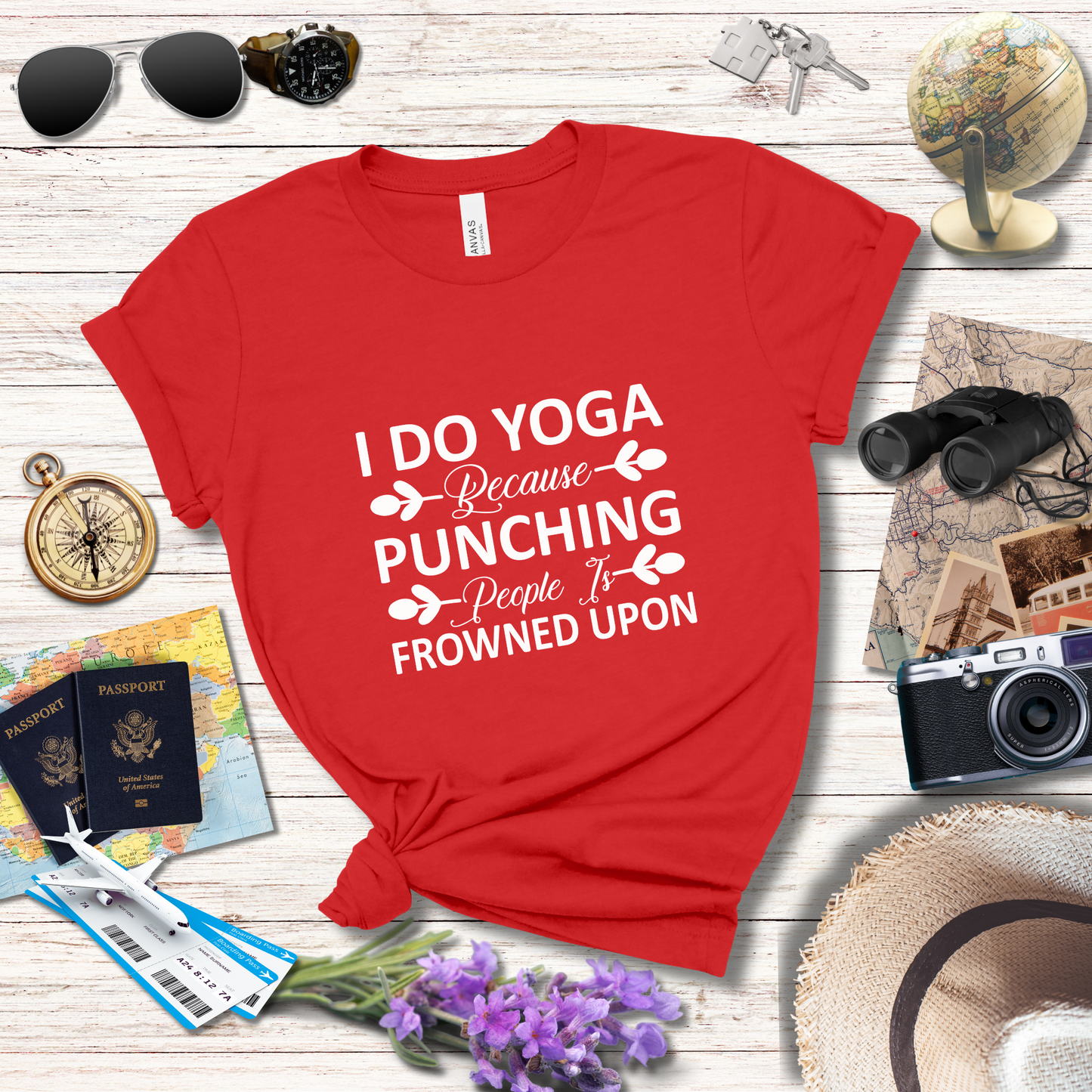 I DO YOGA BECAUSE PUNCHING PEOPLE IS FROWNED UPON  - T-Shirt