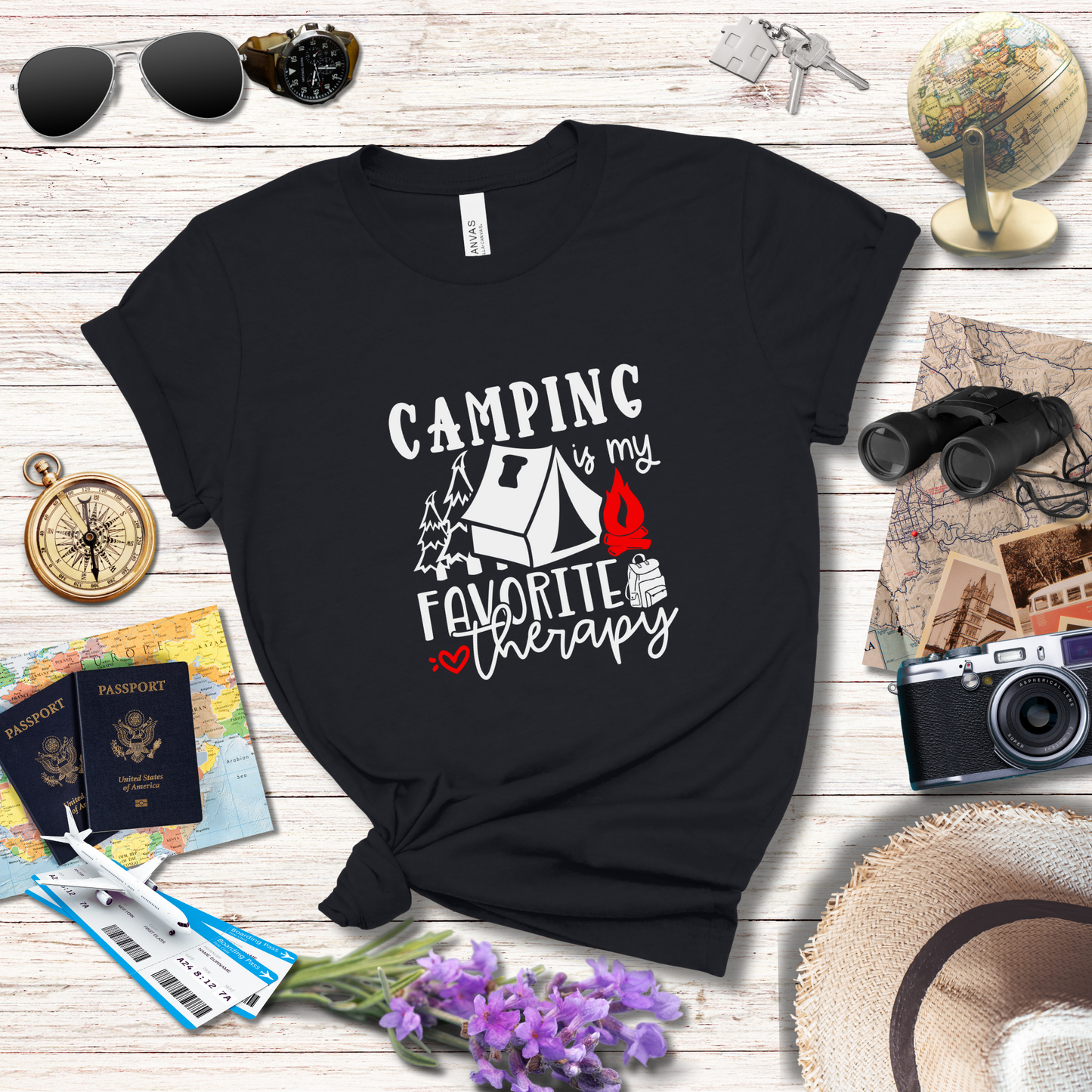 CAMPING IS MY FAVORITE THERAPY - T-Shirt