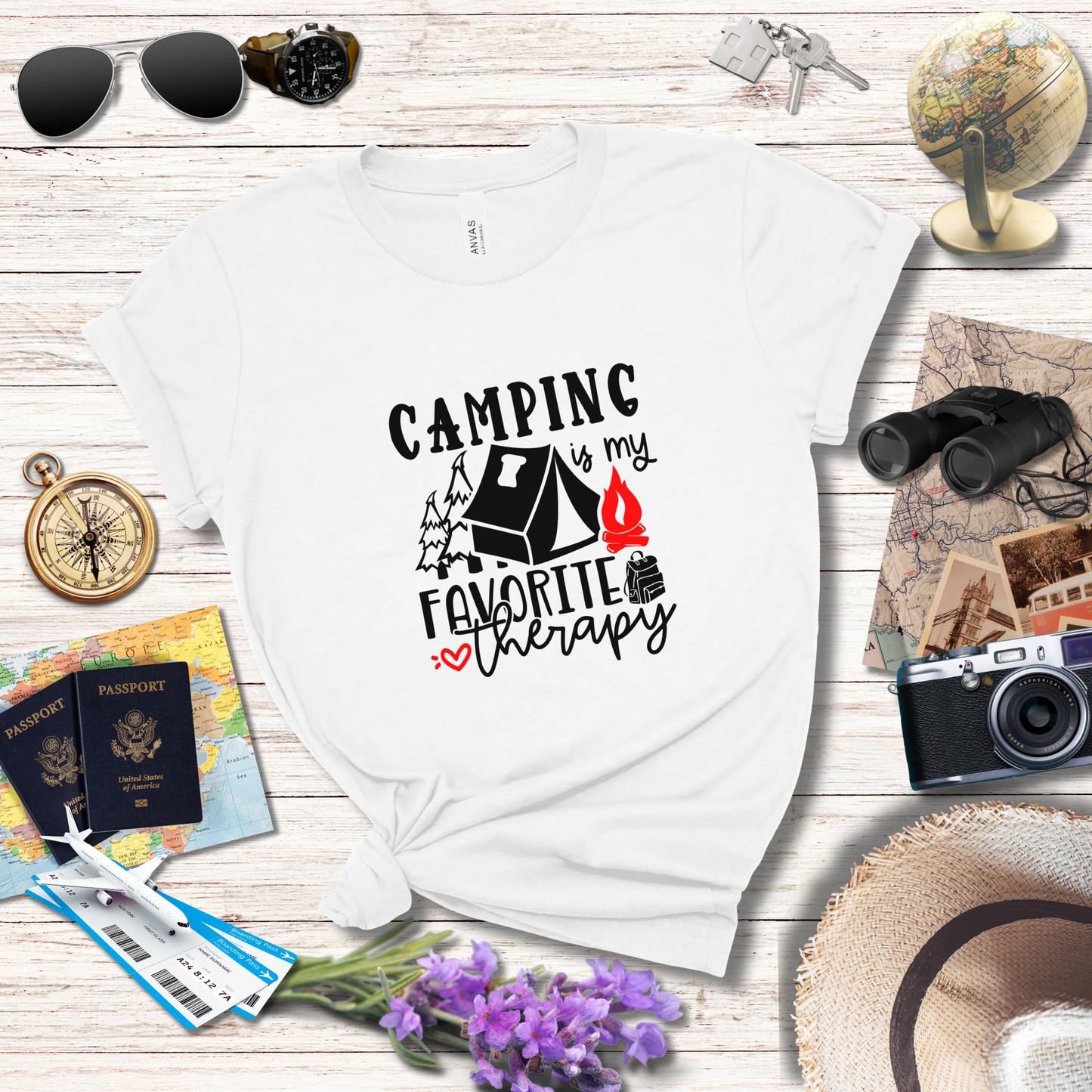 CAMPING IS MY FAVORITE THERAPY - T-Shirt