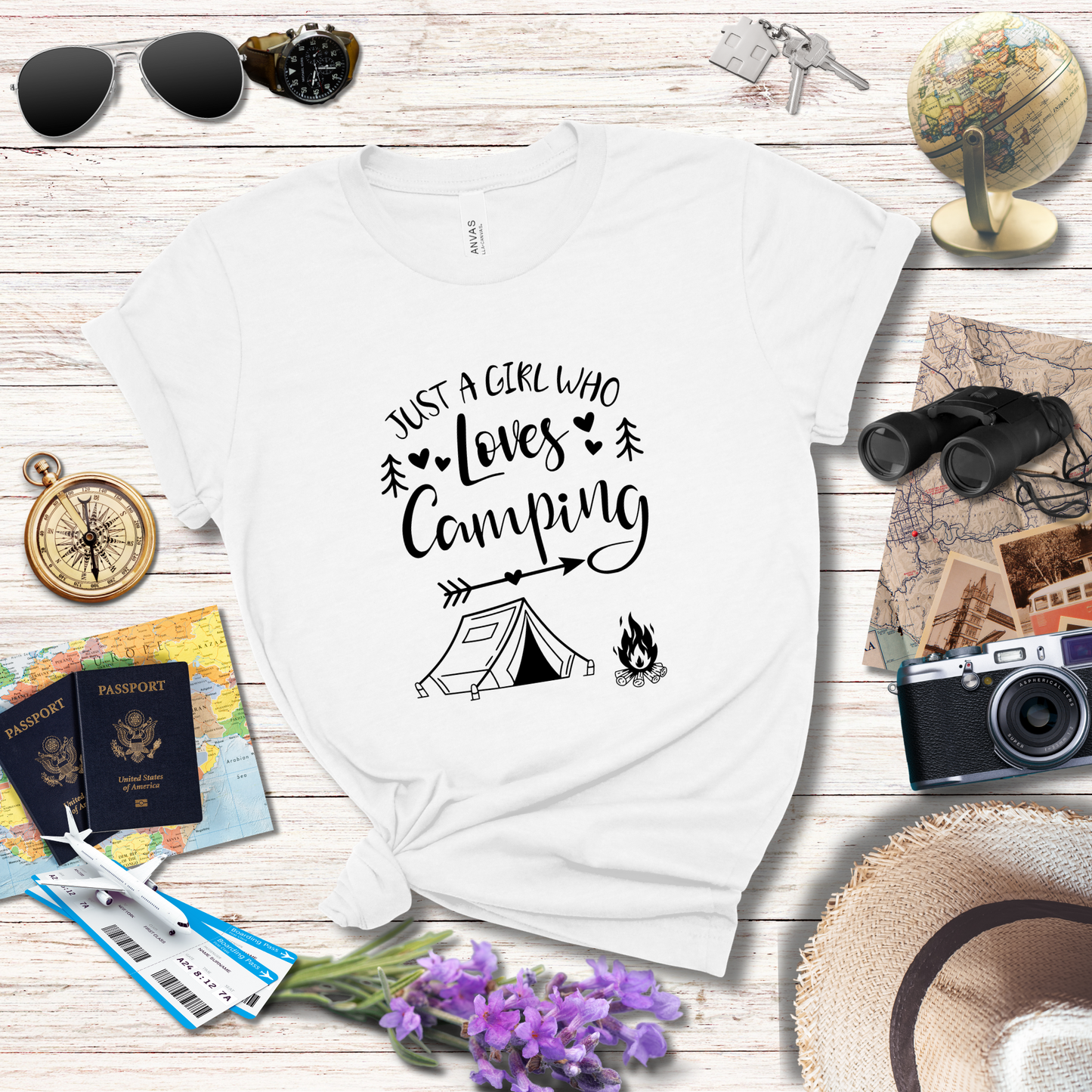 JUST A GIRL WHO LOVES CAMPING - T-Shirt