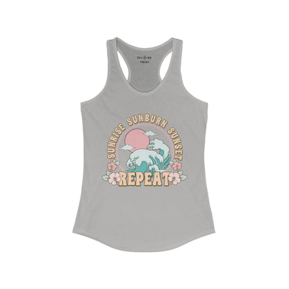 SUNRISE SUNBURN SUNSET REPEAT - Racerback Tank Top