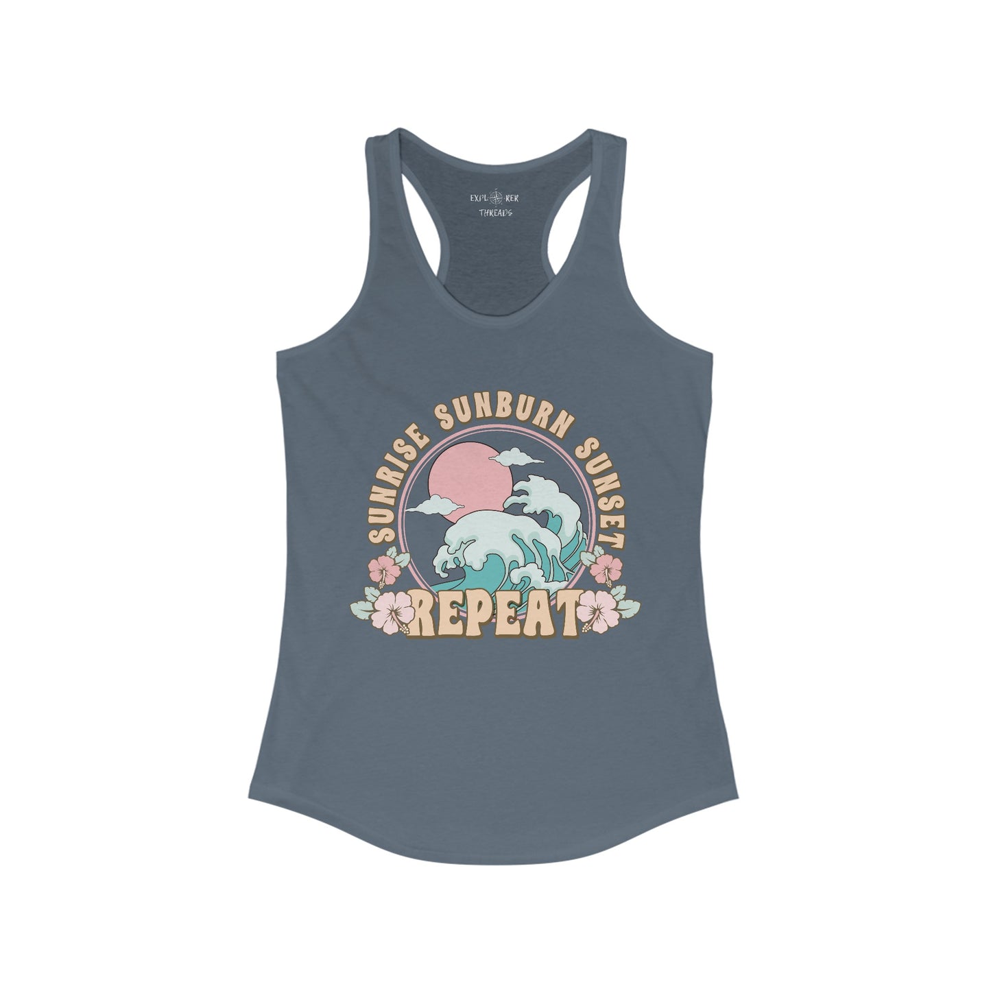 SUNRISE SUNBURN SUNSET REPEAT - Racerback Tank Top