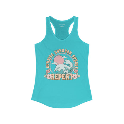 SUNRISE SUNBURN SUNSET REPEAT - Racerback Tank Top