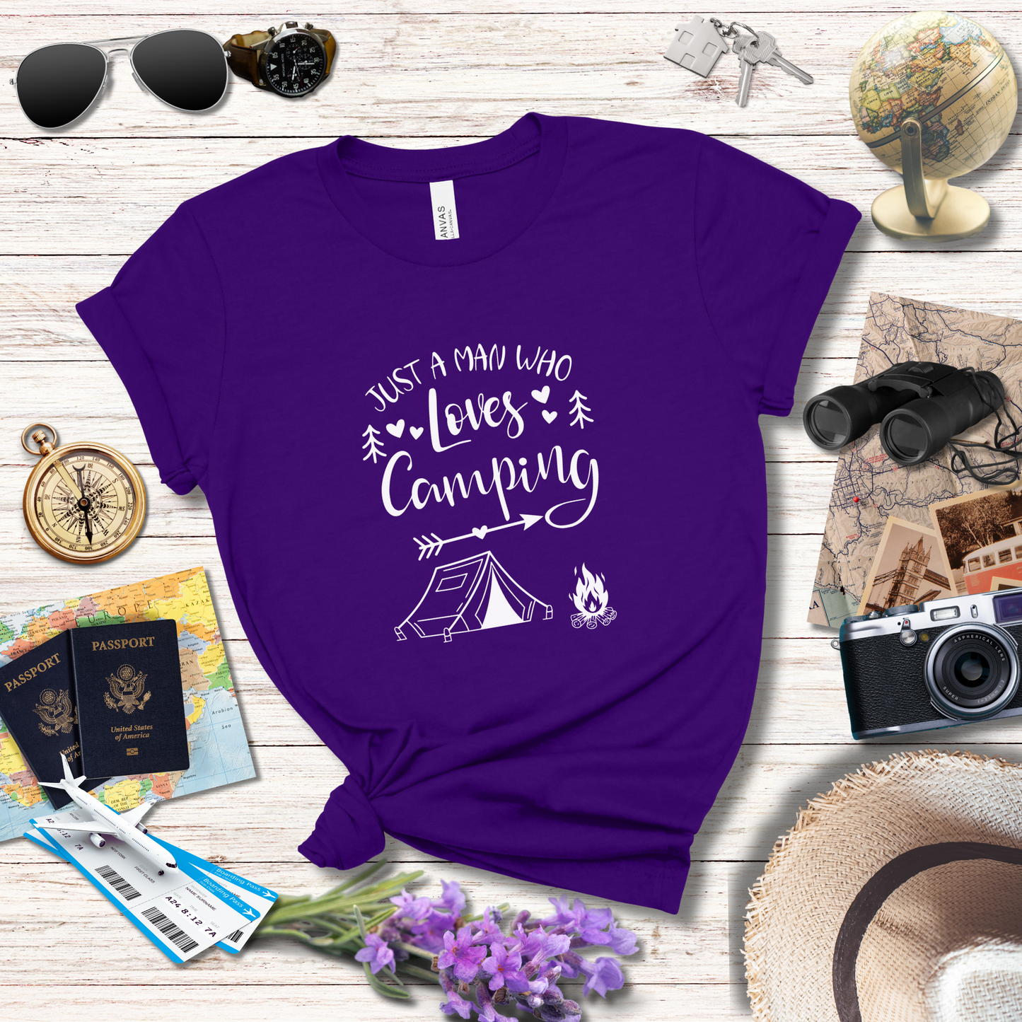 JUST A MAN WHO LOVES CAMPING - T-Shirt