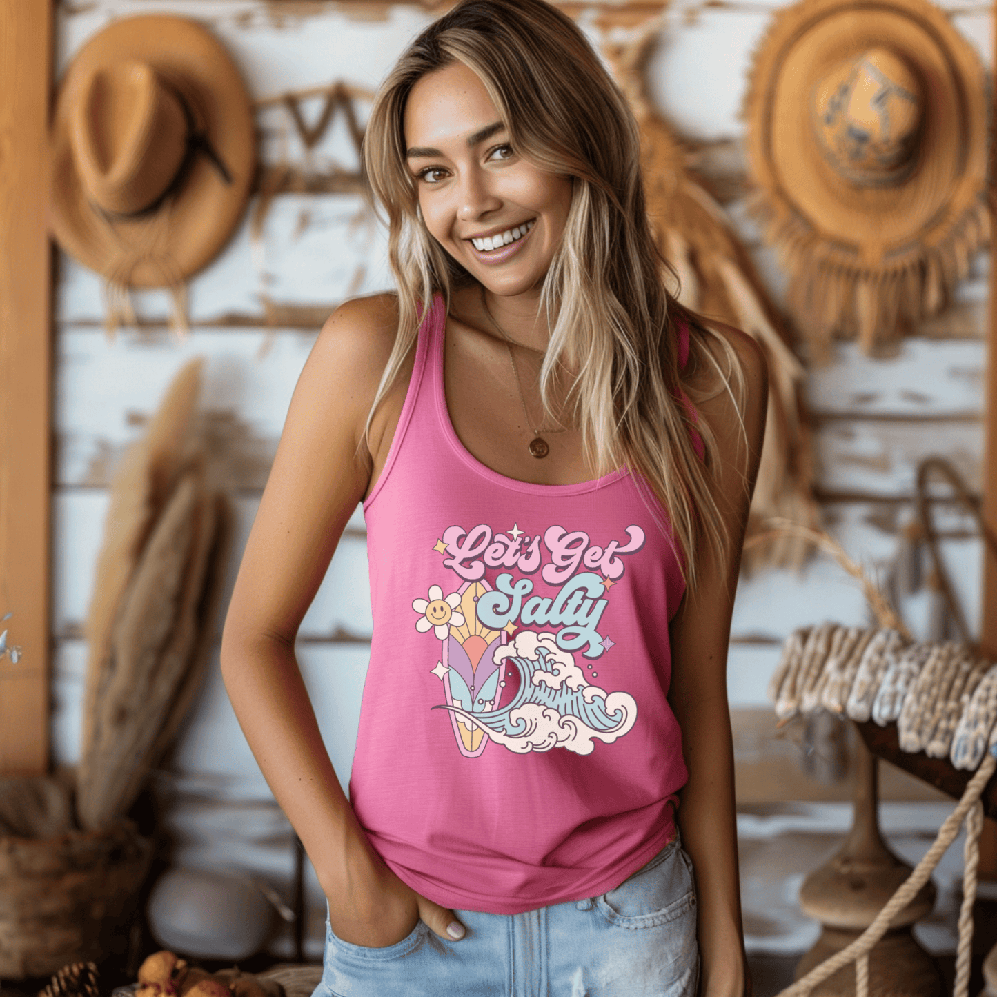 LET'S GET SALTY - Racerback Tank Top