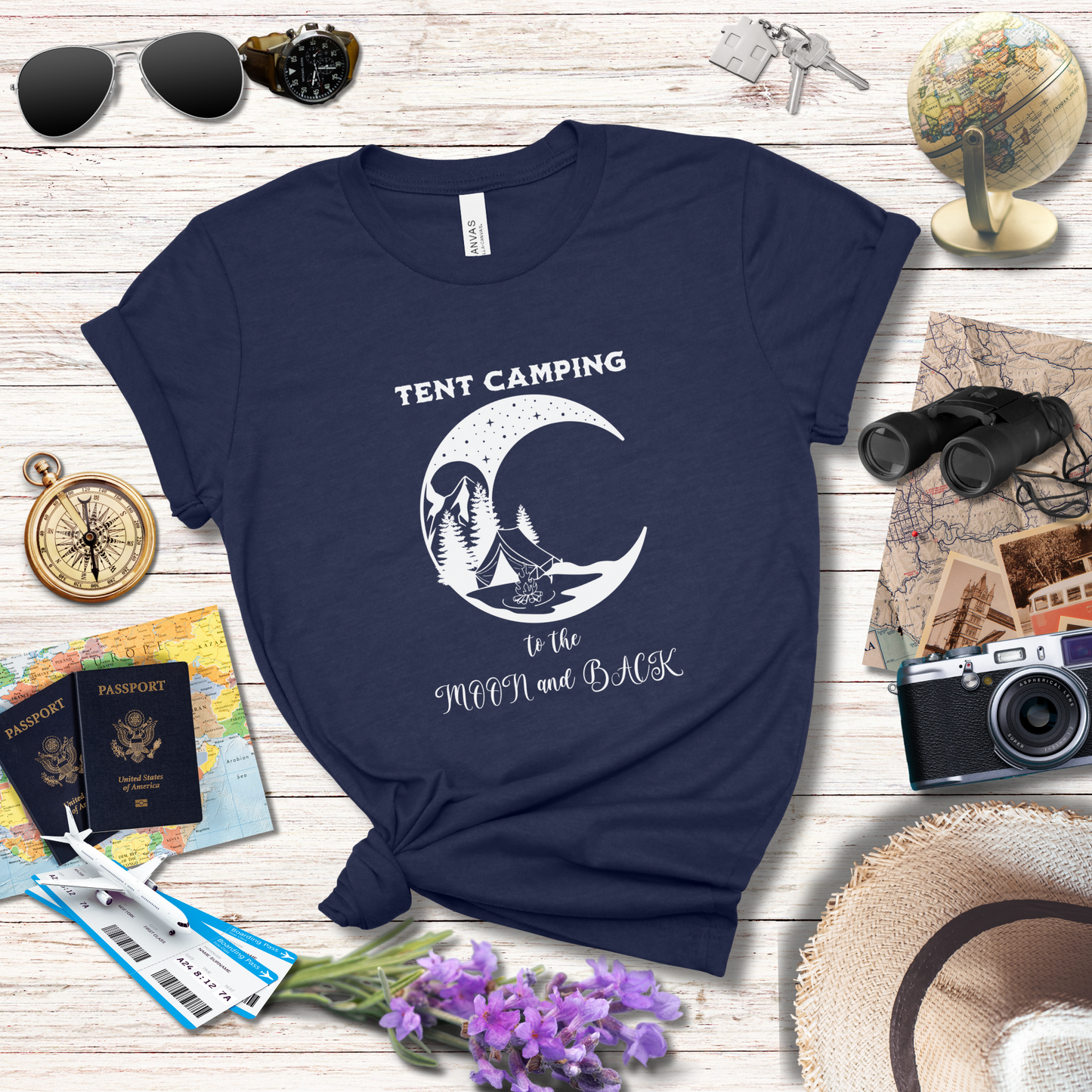 TENT CAMPING TO THE MOON AND BACK - T-Shirt