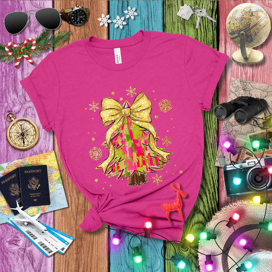 CHRISTMAS TREE WITH GOLDEN BOW T-Shirt