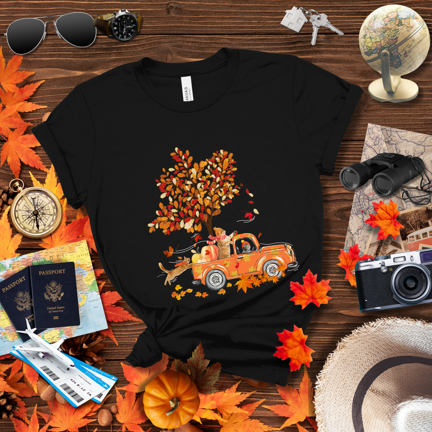 FALL CATS ON PUMPKIN TRUCK T-Shirt