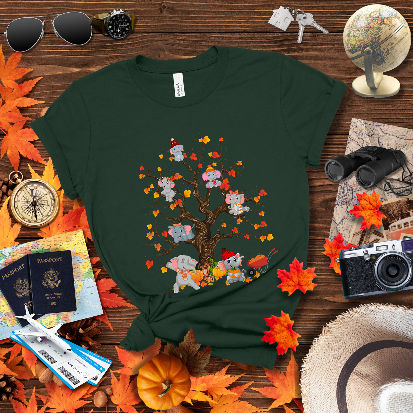 ELEPHANTS OVER AUTUMN TREE T-Shirt