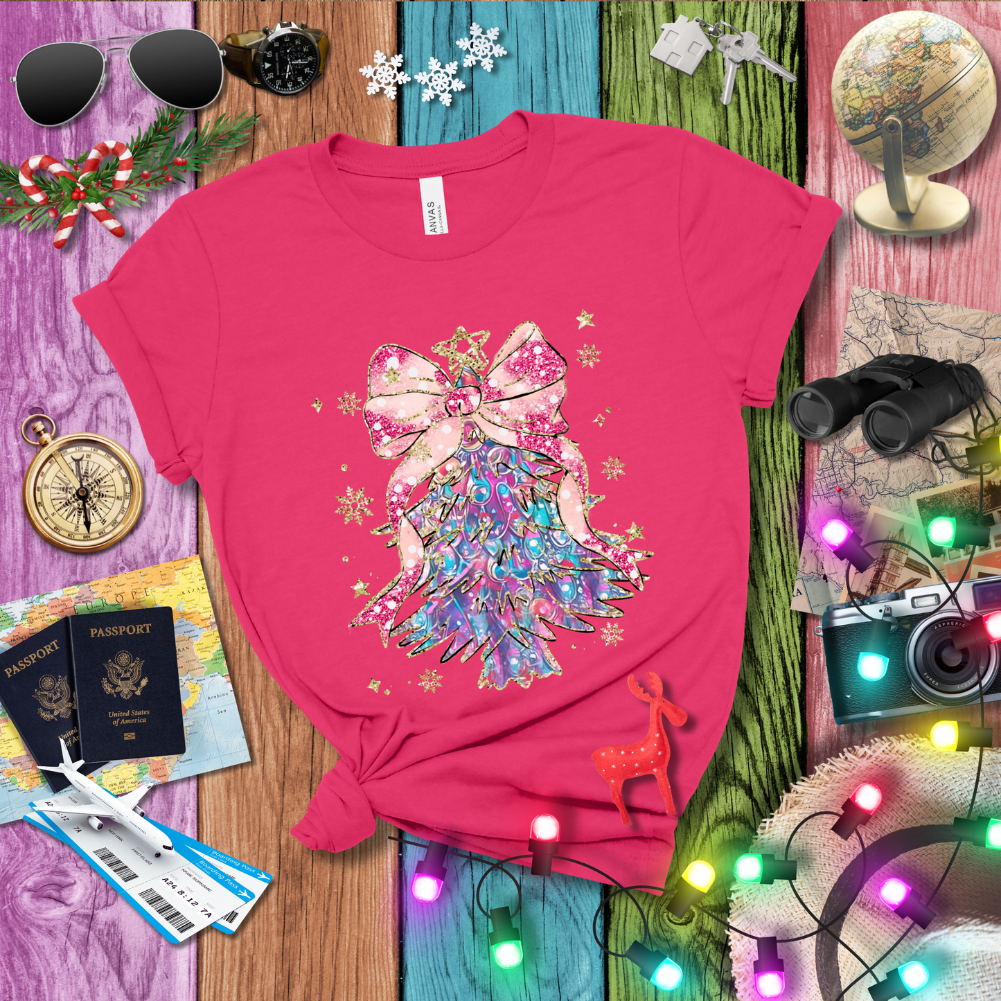 BLUE PINK CHRISTMAS TREE T-Shirt