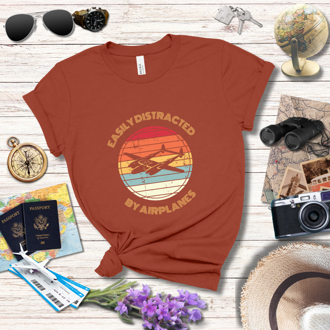 EASILY DISTRACTED BY AIRPLANES 3 - T-Shirt