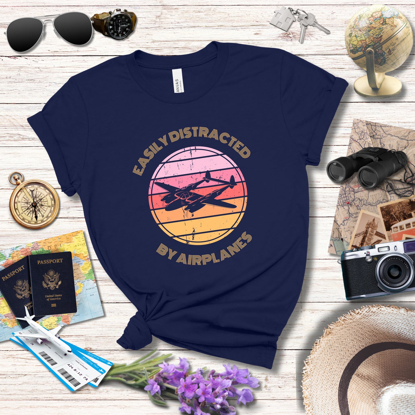 EASILY DISTRACTED BY AIRPLANES 4 - T-Shirt