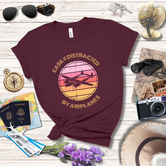 EASILY DISTRACTED BY AIRPLANES 4 - T-Shirt