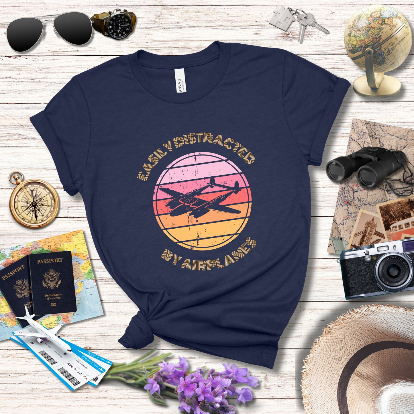 EASILY DISTRACTED BY AIRPLANES 4 - T-Shirt