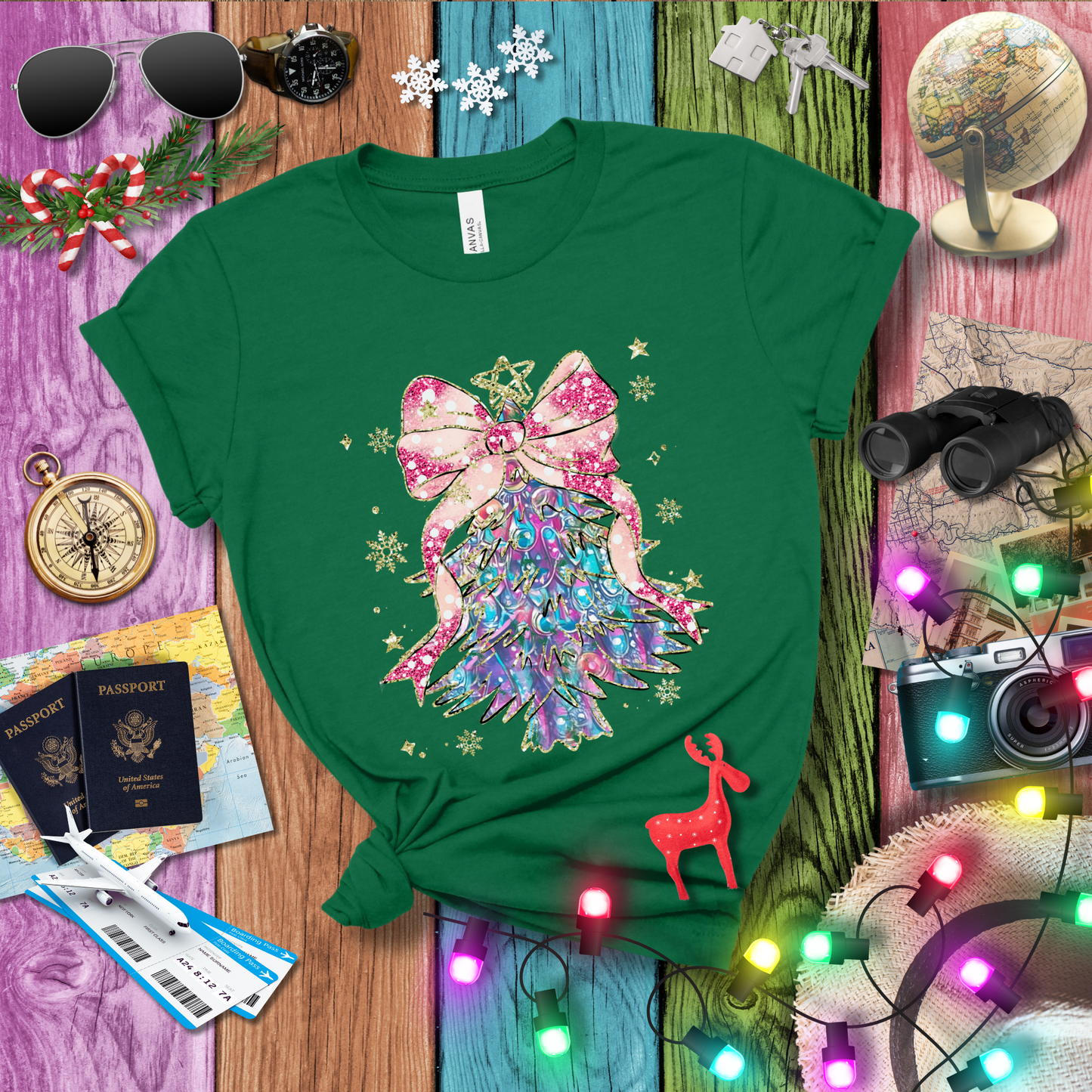 BLUE PINK CHRISTMAS TREE T-Shirt