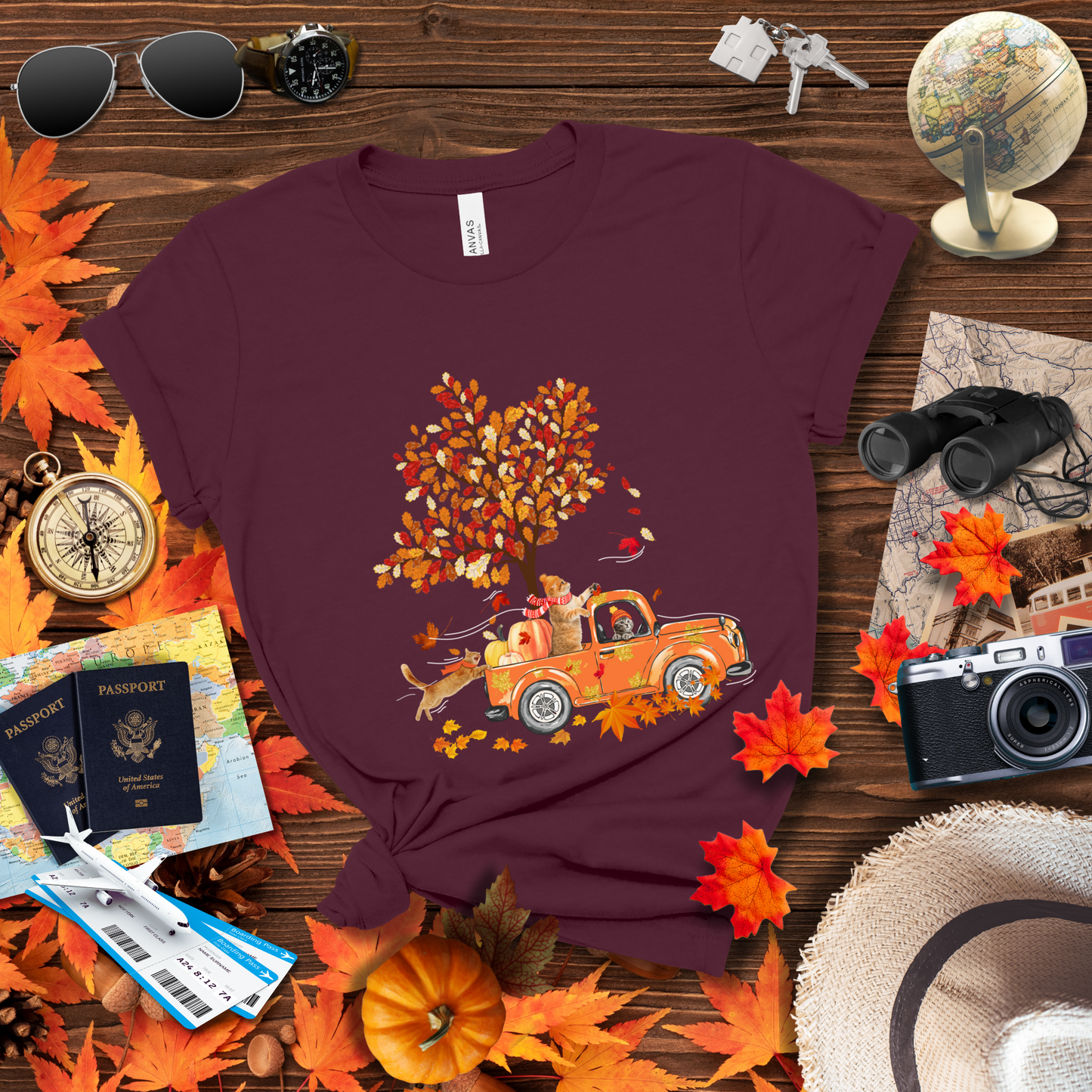 FALL CATS ON PUMPKIN TRUCK T-Shirt