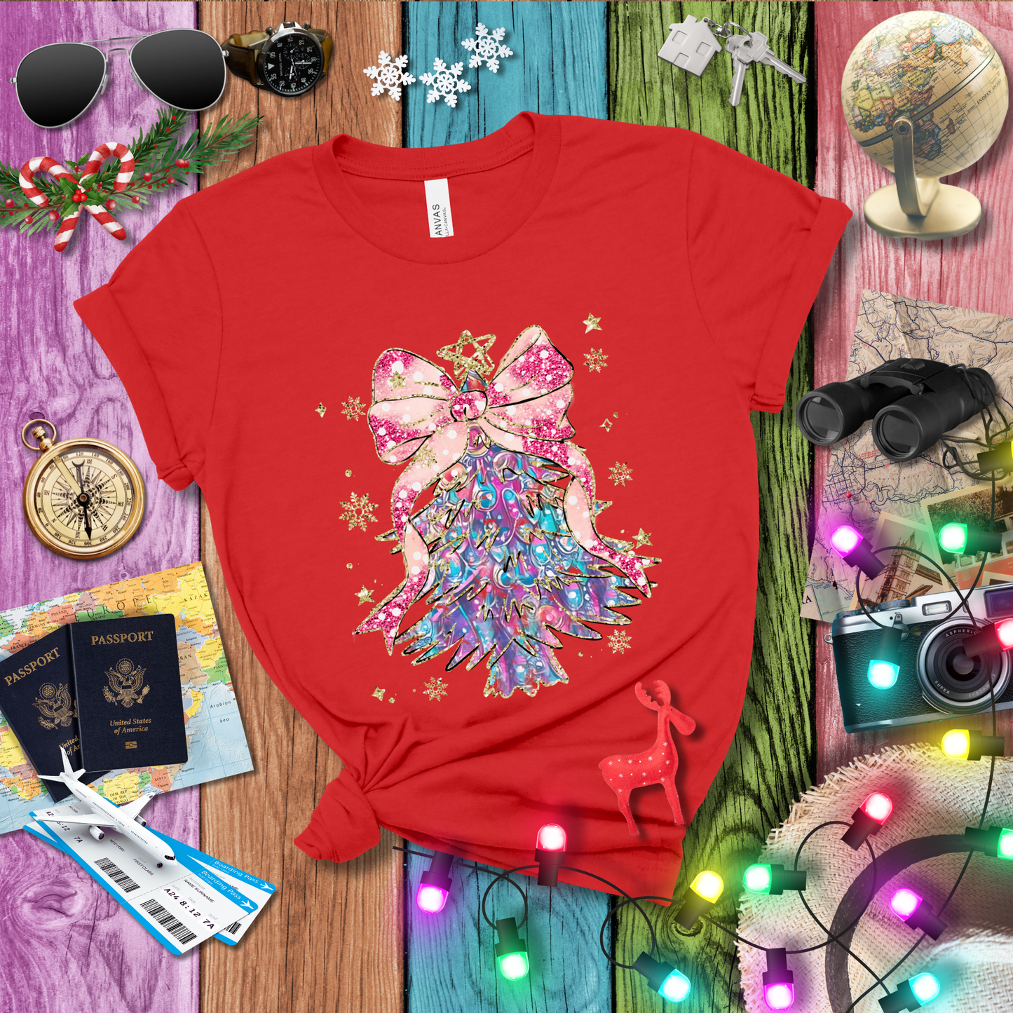 BLUE PINK CHRISTMAS TREE T-Shirt